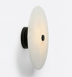 Ankeny Alabaster Wall Sconce in Brass or Black – Hand-Carved Stone LED Wall Light