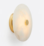 Ankeny Alabaster Wall Sconce in Brass or Black – Hand-Carved Stone LED Wall Light