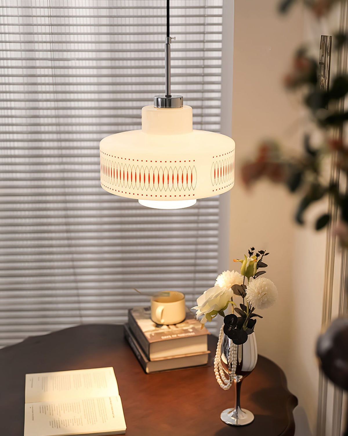 Anna Geometric Glass Pendant Light with Chrome Finish