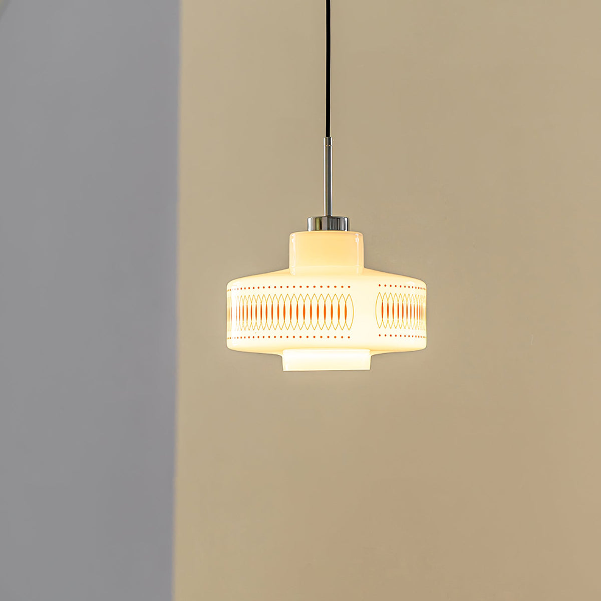 Anna Geometric Glass Pendant Light with Chrome Finish