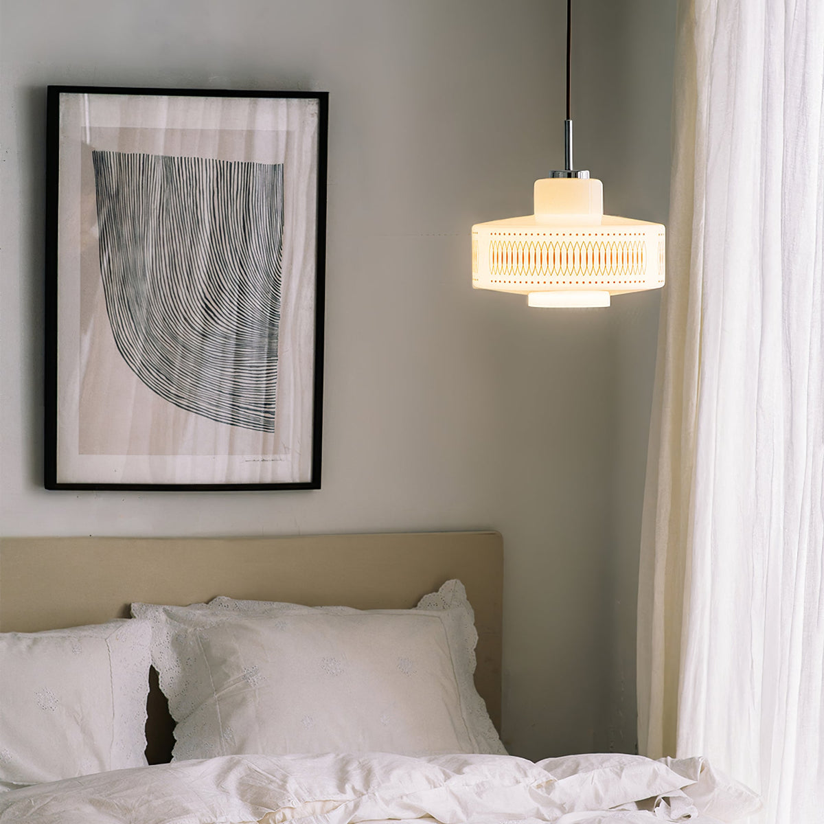 Anna Geometric Glass Pendant Light with Chrome Finish