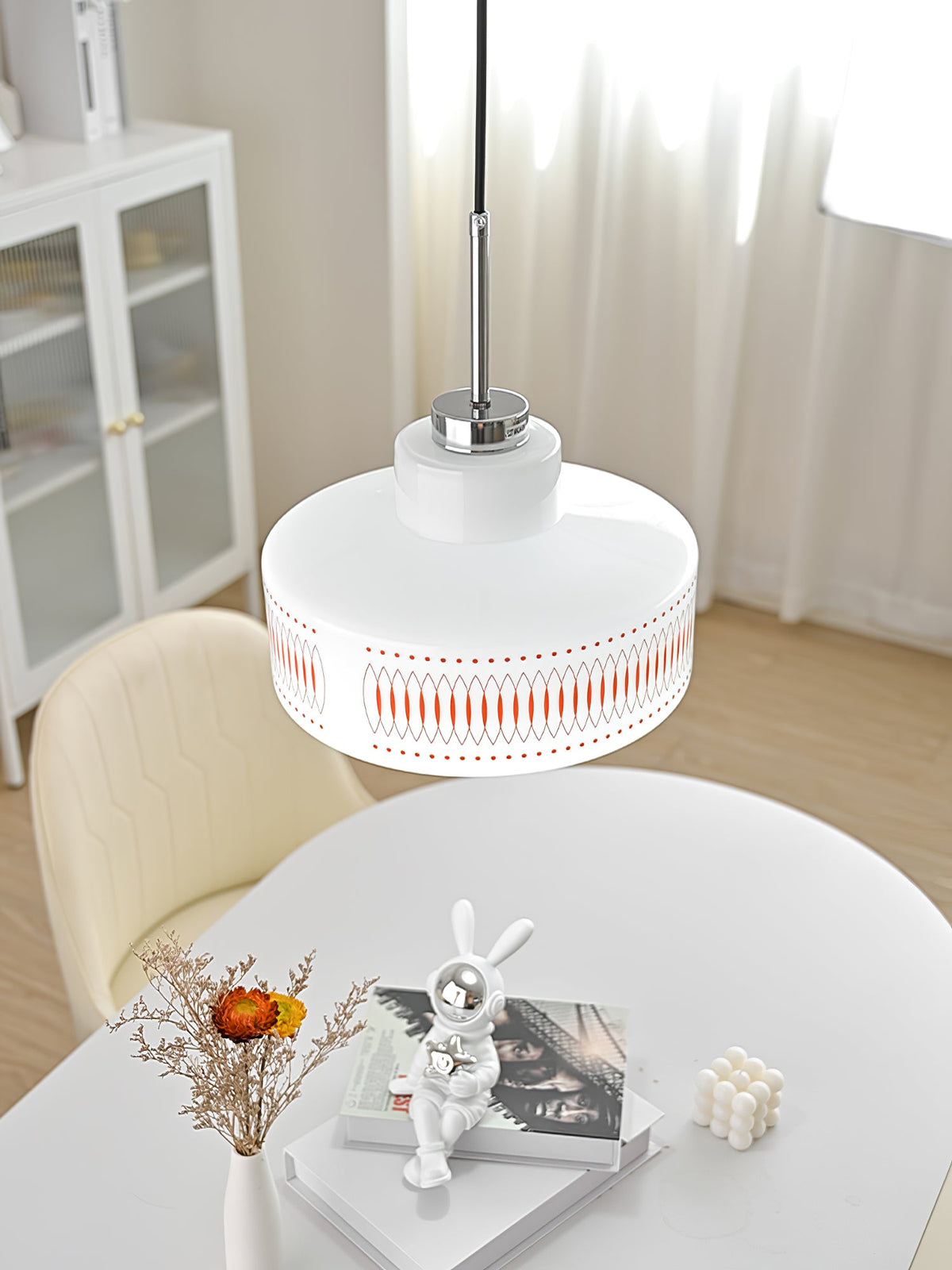Anna Geometric Glass Pendant Light with Chrome Finish