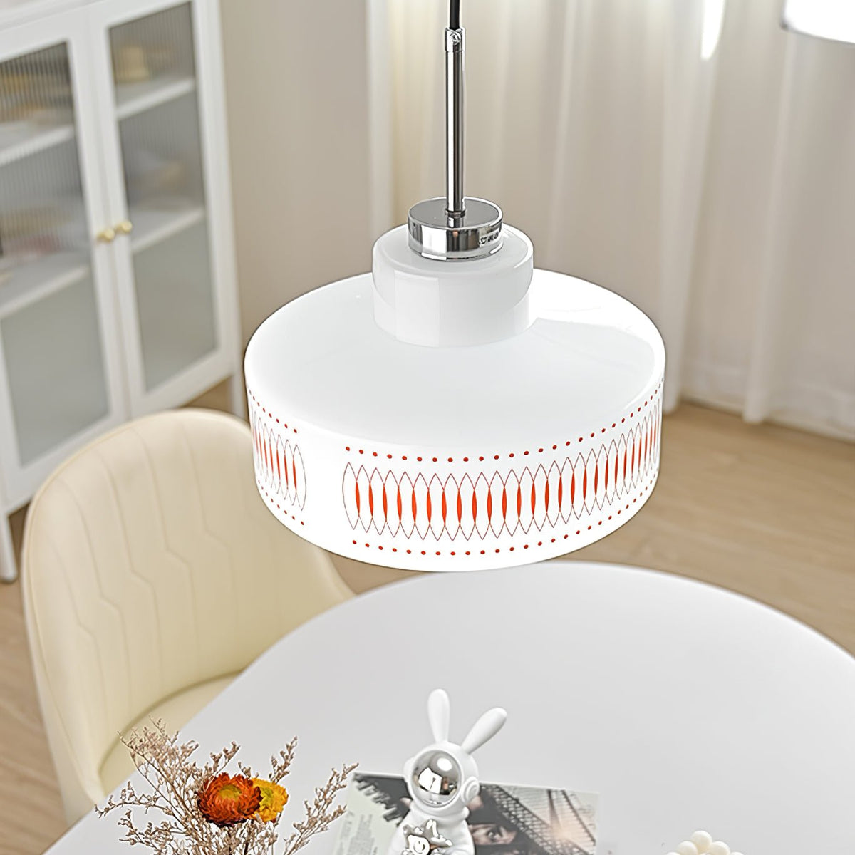 Anna Geometric Glass Pendant Light with Chrome Finish