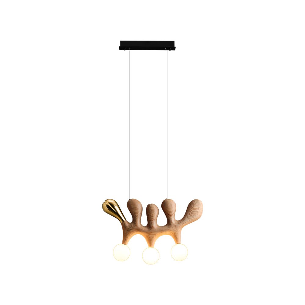 Sculptural Wooden Pendant Light with Brass Accents for Modern Interiors