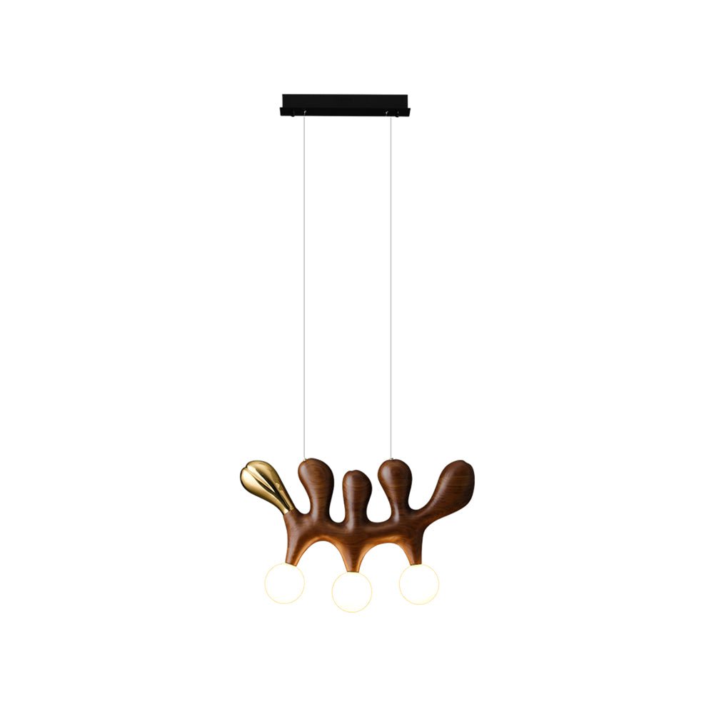 Sculptural Wooden Pendant Light with Brass Accents for Modern Interiors