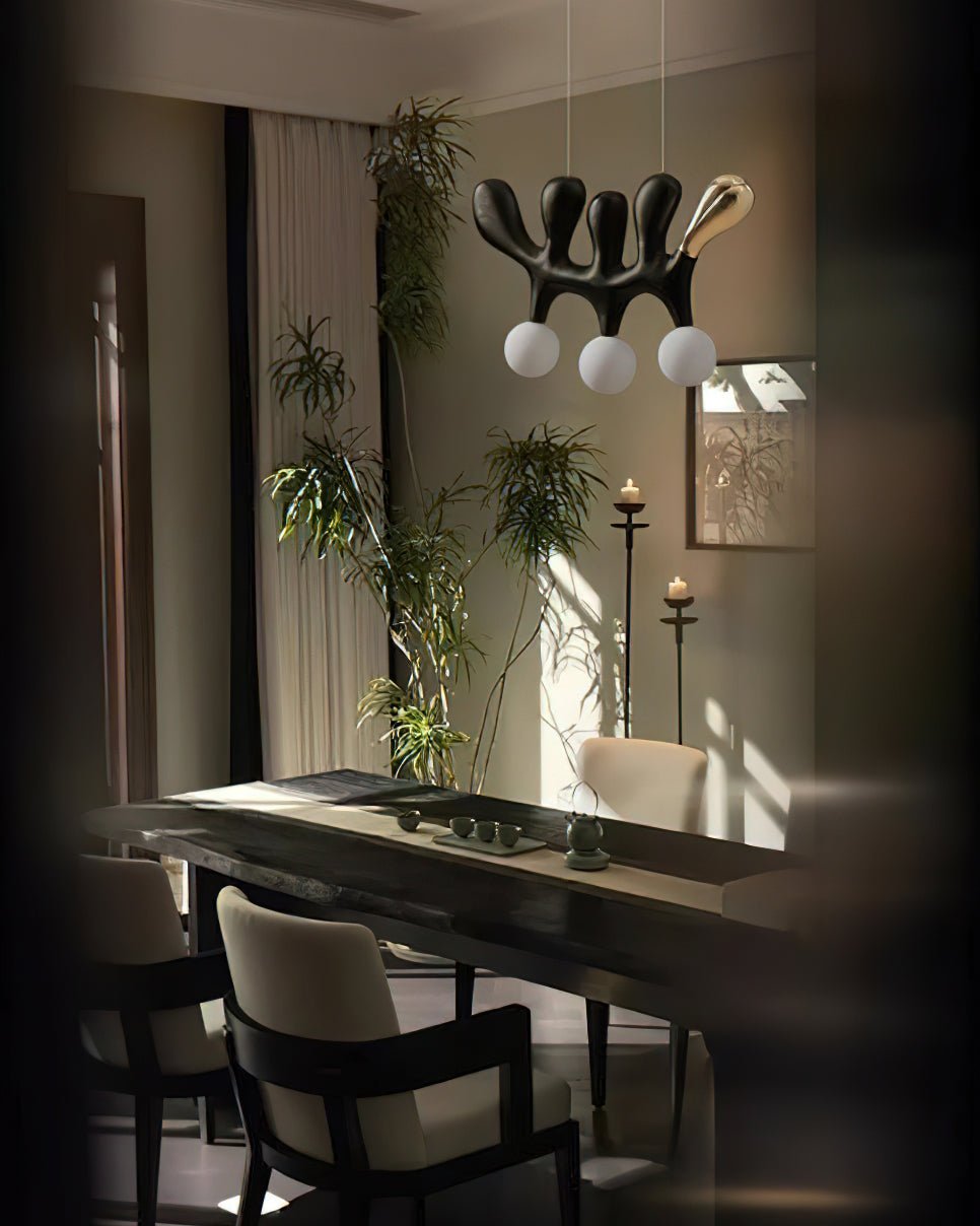 Sculptural Wooden Pendant Light with Brass Accents for Modern Interiors