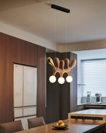 Sculptural Wooden Pendant Light with Brass Accents for Modern Interiors