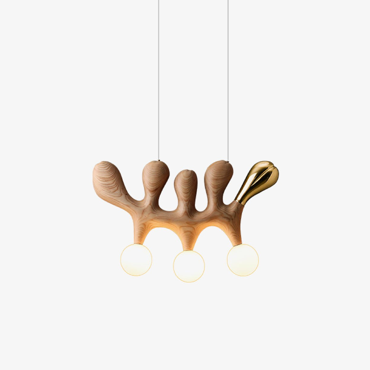 Sculptural Wooden Pendant Light with Brass Accents for Modern Interiors