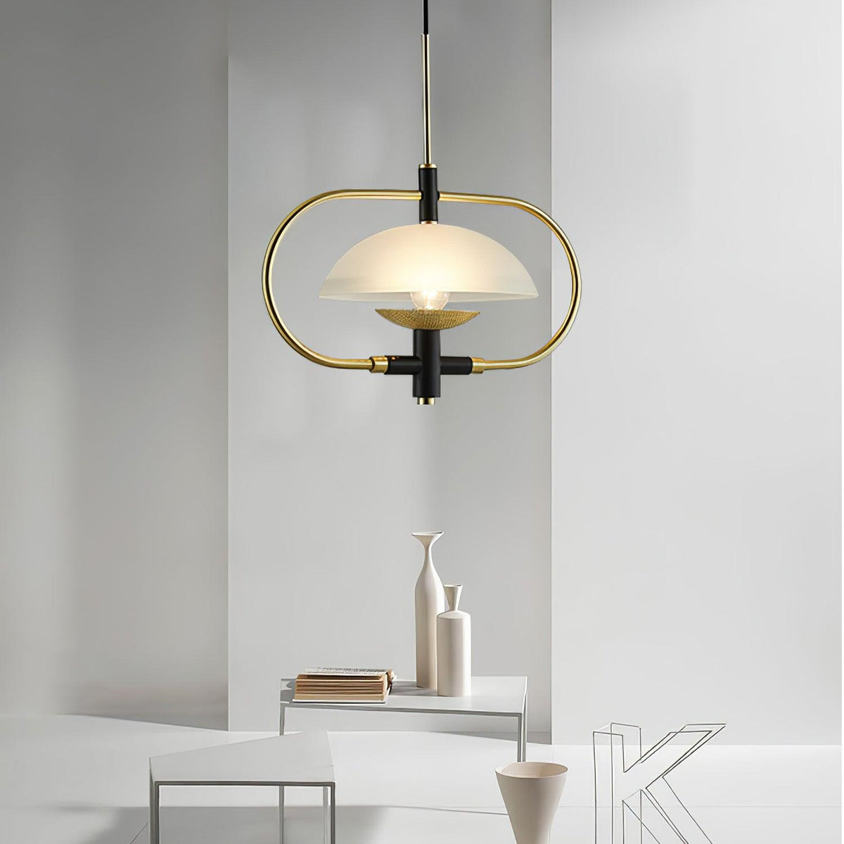 Aperture Pendant Light – Modern Glass & Metal Hanging Lamp for Living Room, Bedroom, Kitchen