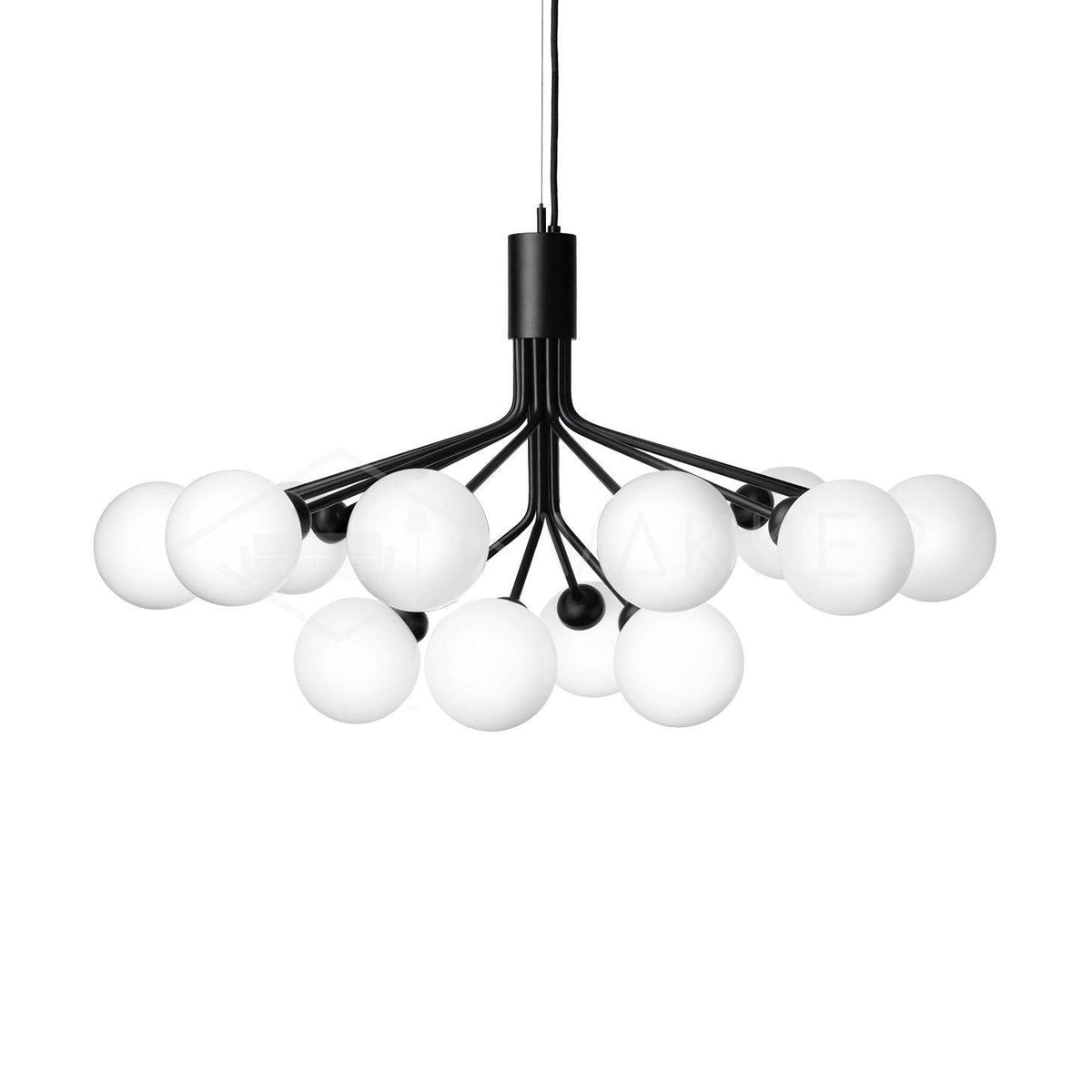 Artisan Glass Globe Cluster Chandelier in Brass or Black