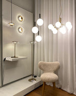 Artisan Glass Globe Cluster Chandelier in Brass or Black