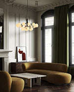 Artisan Glass Globe Cluster Chandelier in Brass or Black