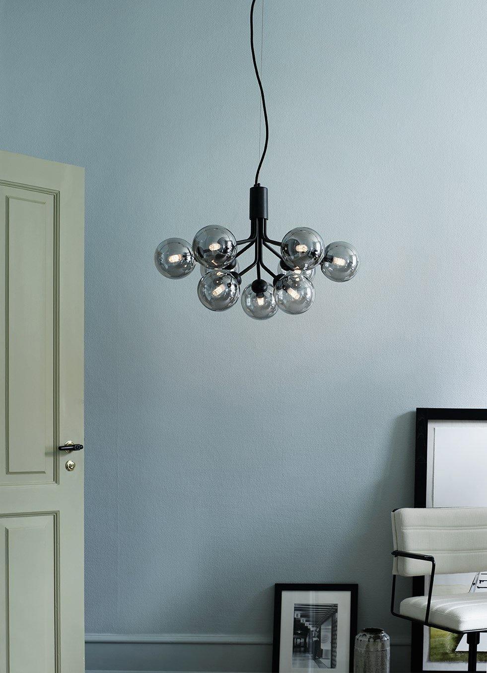 Artisan Glass Globe Cluster Chandelier in Brass or Black