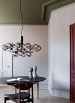 Artisan Glass Globe Cluster Chandelier in Brass or Black