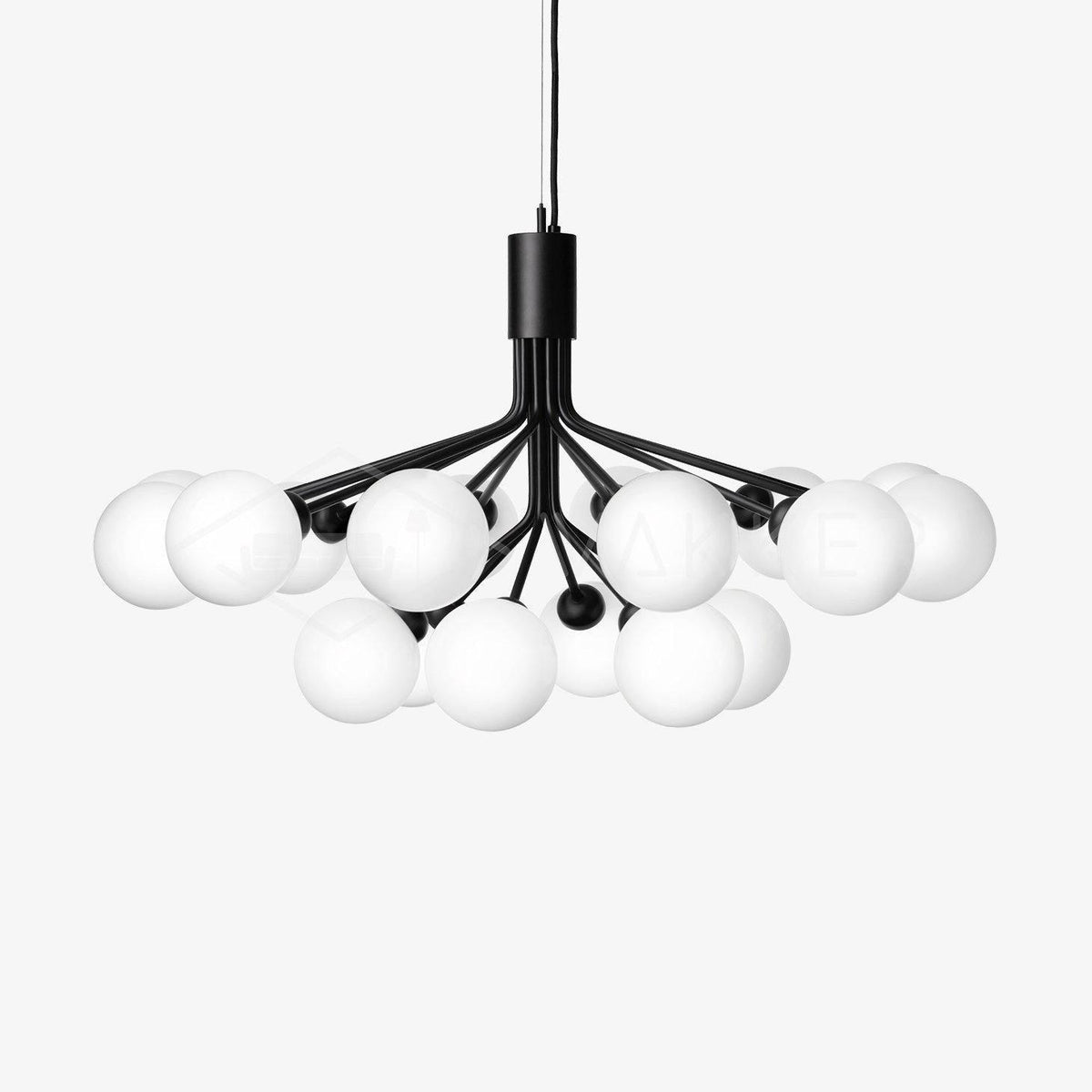 Artisan Glass Globe Cluster Chandelier in Brass or Black