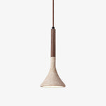 Aplomb Travertine Pendant Light – Natural Stone & Wood Minimalist Hanging Lamp