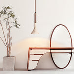 Aplomb Travertine Pendant Light – Natural Stone & Wood Minimalist Hanging Lamp