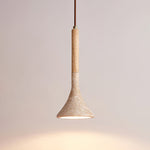 Aplomb Travertine Pendant Light – Natural Stone & Wood Minimalist Hanging Lamp