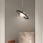Apogee Modern Glass Pendant Light with Orbital Metal Rings