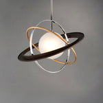 Apogee Modern Glass Pendant Light with Orbital Metal Rings