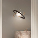 Apogee Modern Glass Pendant Light with Orbital Metal Rings