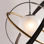 Apogee Modern Glass Pendant Light with Orbital Metal Rings