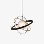 Apogee Modern Glass Pendant Light with Orbital Metal Rings
