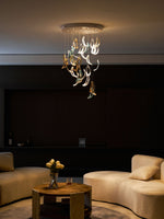 Aqua Ripple Hand-Blown Glass Art Chandelier | Custom Designer Lighting