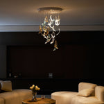 Aqua Ripple Hand-Blown Glass Art Chandelier | Custom Designer Lighting