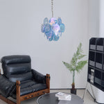Aqua Blue Glass Disc Chandelier | Modern Murano-Style Pendant Light for Dining Room and Living Room