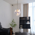 Aqua Blue Glass Disc Chandelier | Modern Murano-Style Pendant Light for Dining Room and Living Room