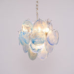 Aqua Blue Glass Disc Chandelier | Modern Murano-Style Pendant Light for Dining Room and Living Room