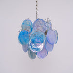 Aqua Blue Glass Disc Chandelier | Modern Murano-Style Pendant Light for Dining Room and Living Room