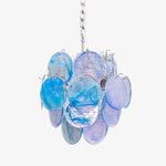 Aqua Blue Glass Disc Chandelier | Modern Murano-Style Pendant Light for Dining Room and Living Room