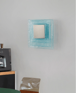 Aqua Cascade Wall Sconce – Handcrafted Textured Glass LED Light