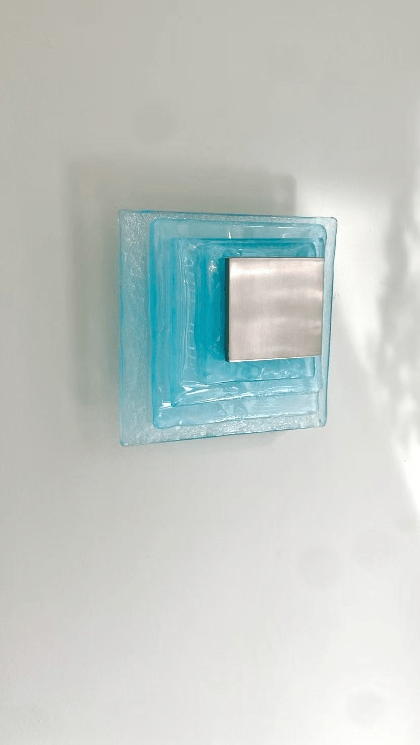 Aqua Cascade Wall Sconce – Handcrafted Textured Glass LED Light