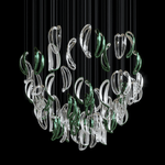 Aqua Ripple Hand-Blown Glass Art Chandelier | Custom Designer Lighting