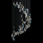 Aqua Ripple Hand-Blown Glass Art Chandelier | Custom Designer Lighting
