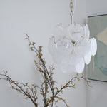 Aqua White Glass Disc Chandelier for Dining Room and Living Room