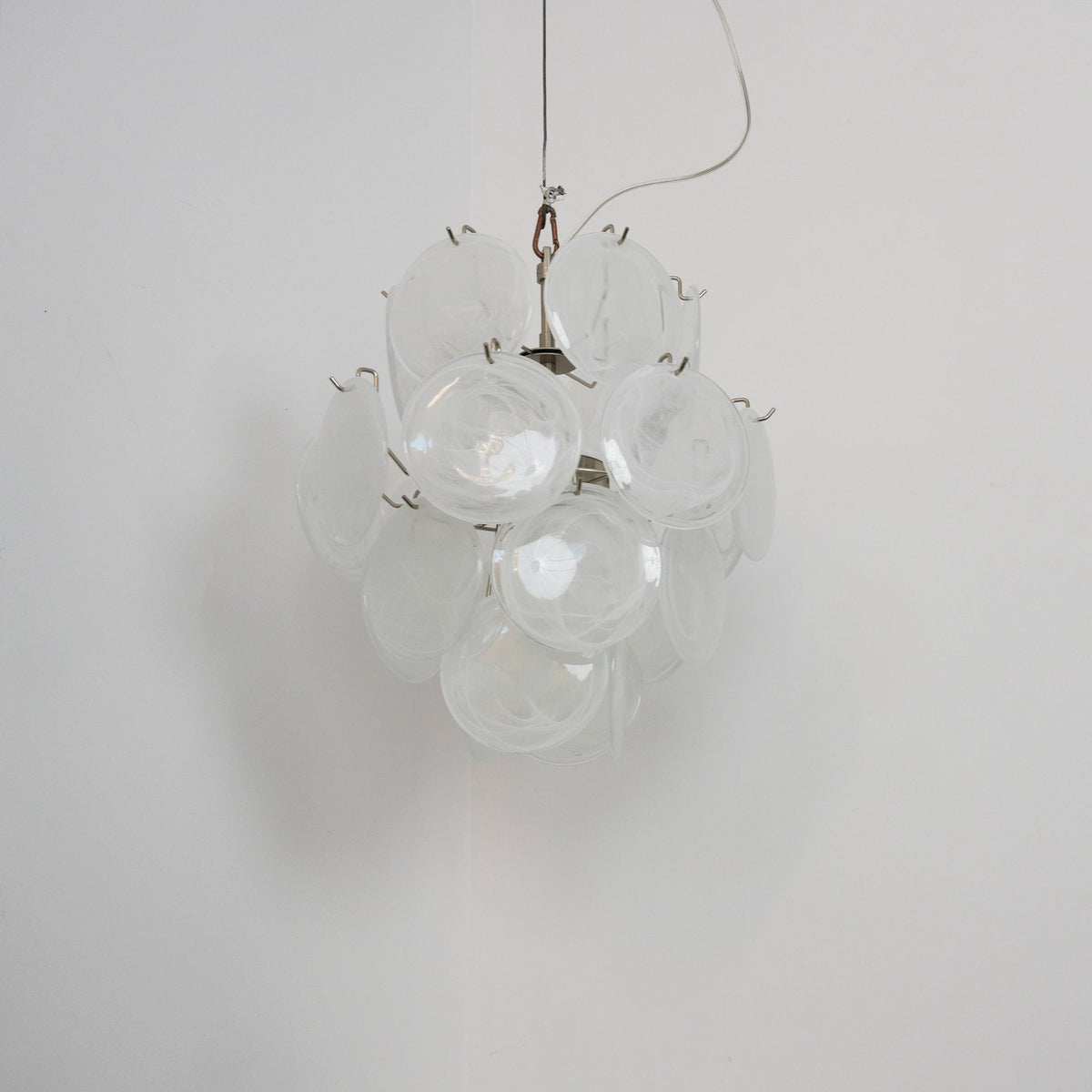 Aqua White Glass Disc Chandelier for Dining Room and Living Room