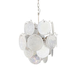 Aqua White Glass Disc Chandelier for Dining Room and Living Room