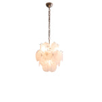 Aqua White Glass Disc Chandelier for Dining Room and Living Room