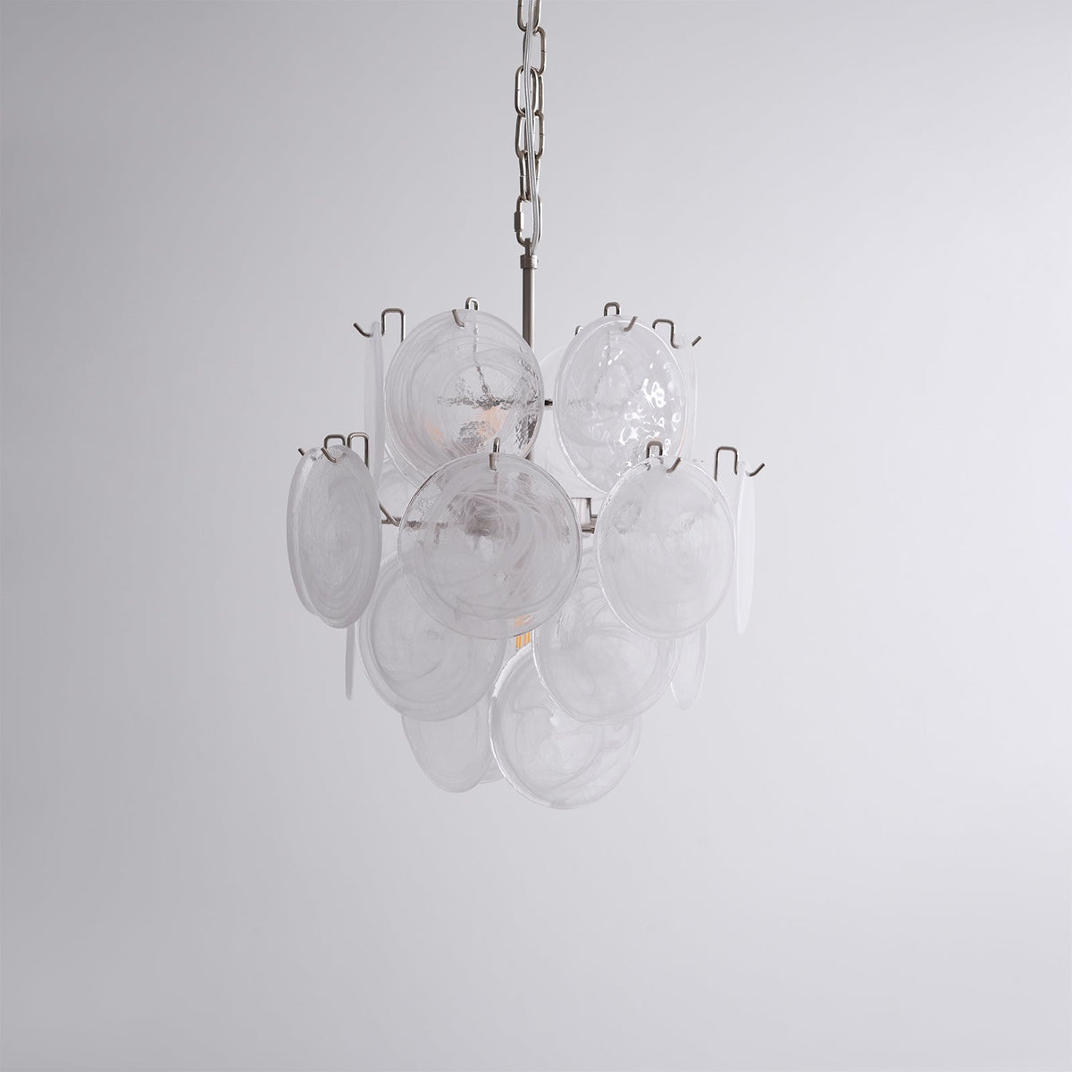 Aqua White Glass Disc Chandelier for Dining Room and Living Room