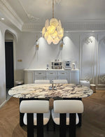 Aqua White Glass Disc Chandelier for Dining Room and Living Room
