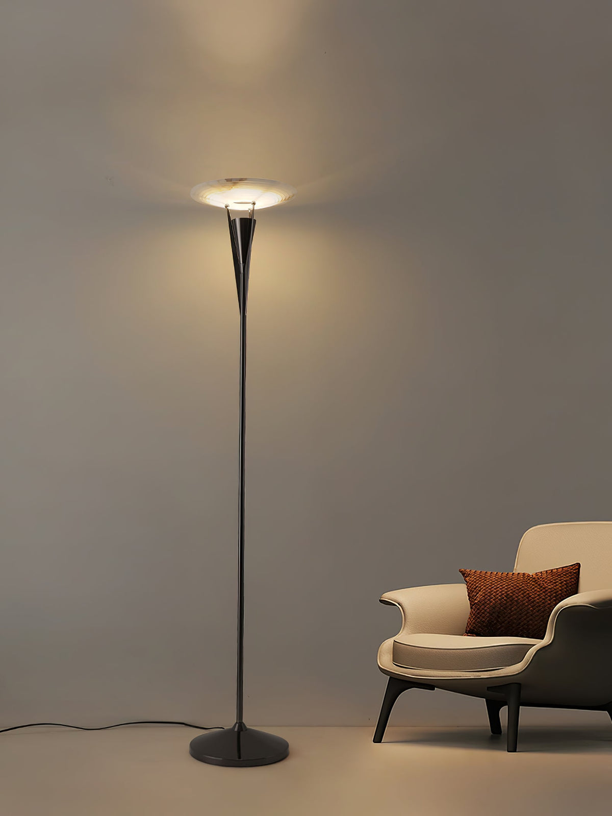 Aragon Alabaster Floor Lamp – Modern Sculptural Torchiere for Living Spaces