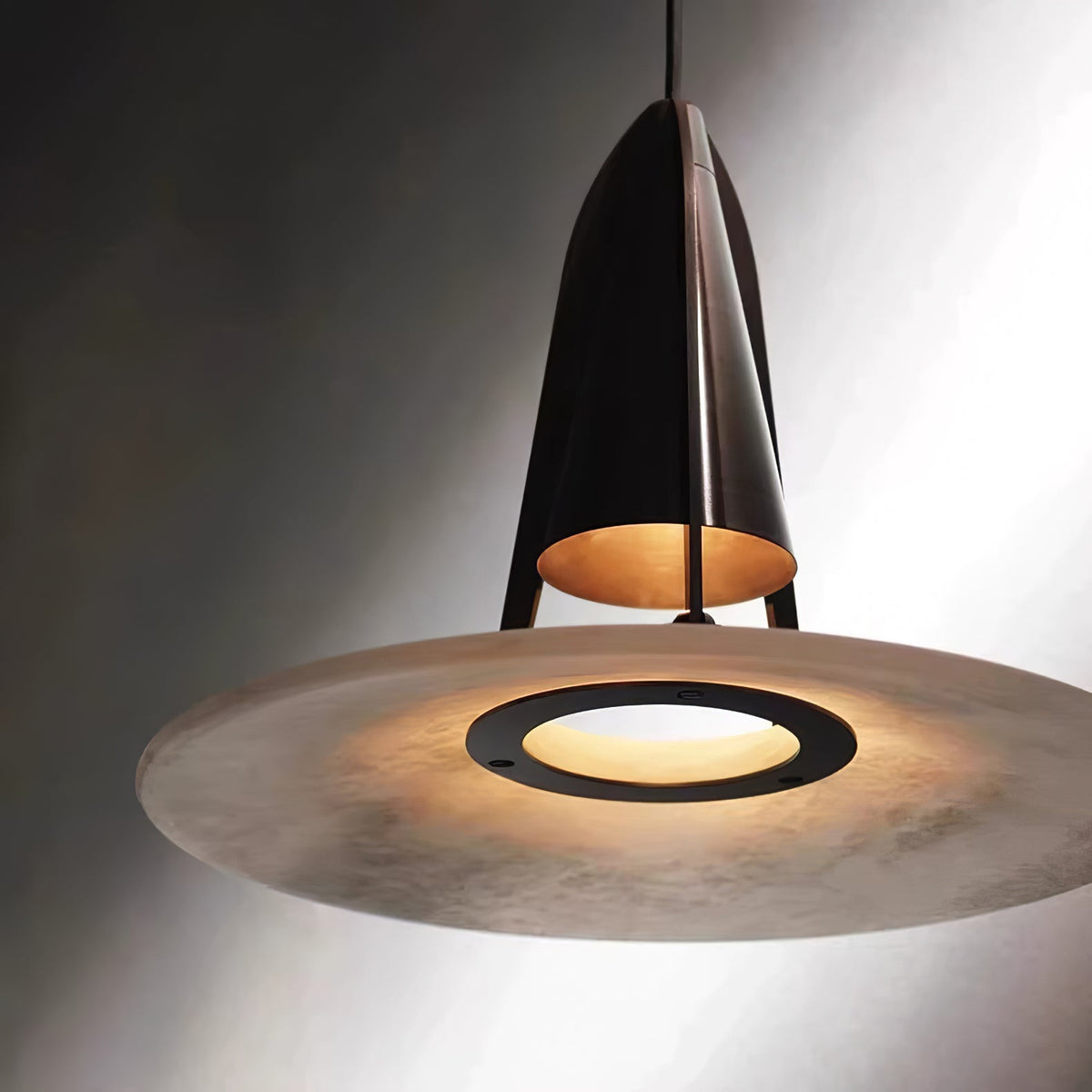Aragon Alabaster Pendant Light – Sculptural Metal & Natural Stone