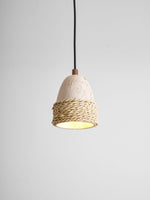 Arbor Nest Travertine Pendant Light with Rattan Accent
