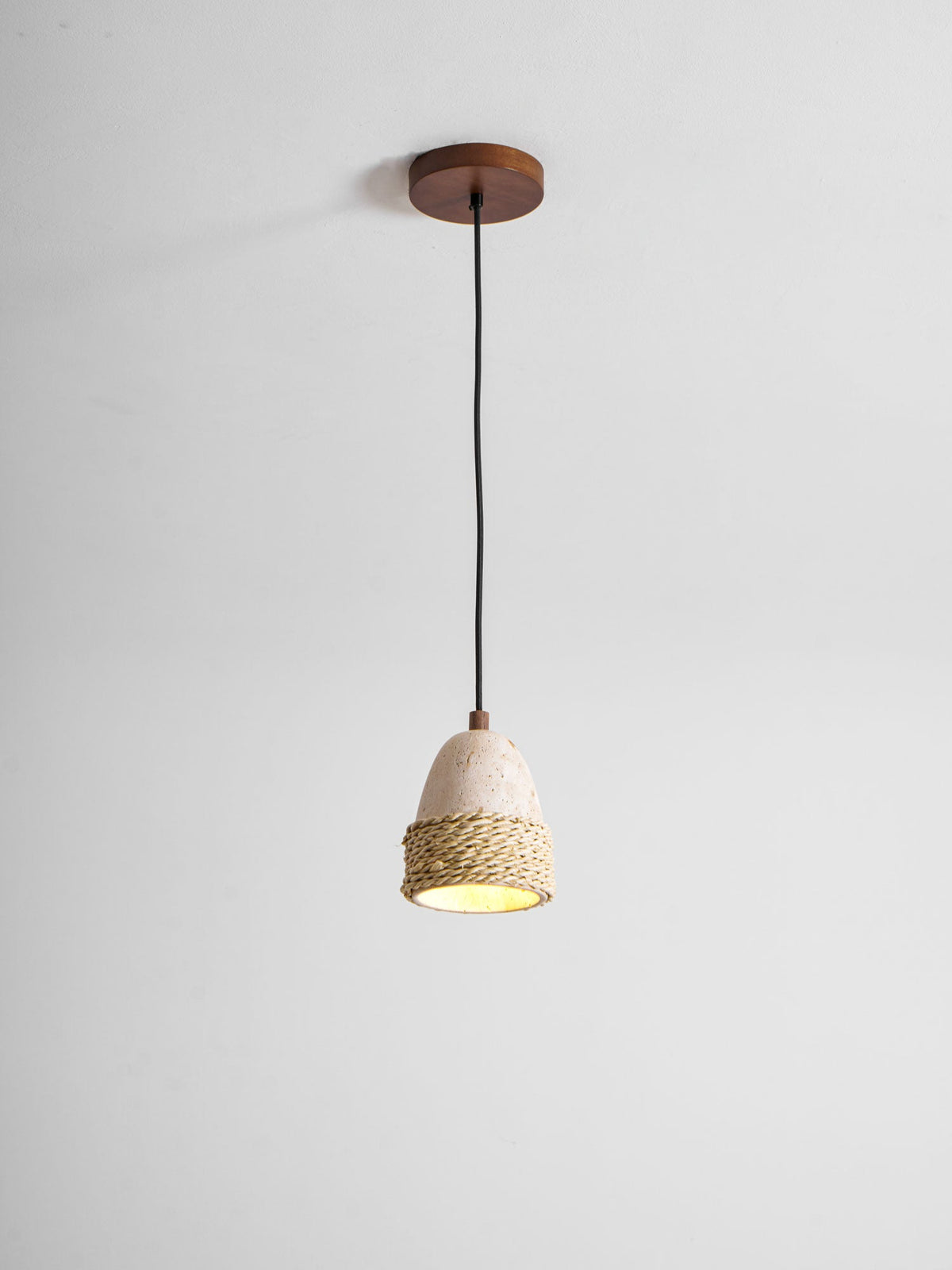 Arbor Nest Travertine Pendant Light with Rattan Accent