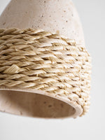 Arbor Nest Travertine Pendant Light with Rattan Accent
