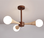 Arbor Travertine Chandelier | Natural Stone & Wood Pendant Light for Dining Room